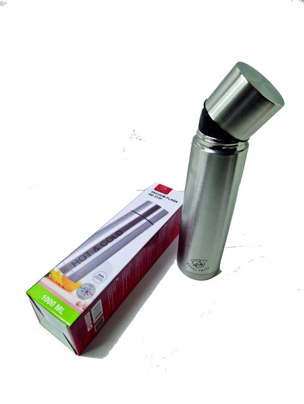 Edelstahl-Thermosflasche, 1 Liter, Thermoskanne, Vakuum-Flasche