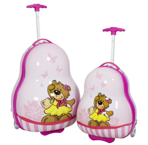 Polycarbonat Kinder-Kofferset 2tlg Bär rosa
